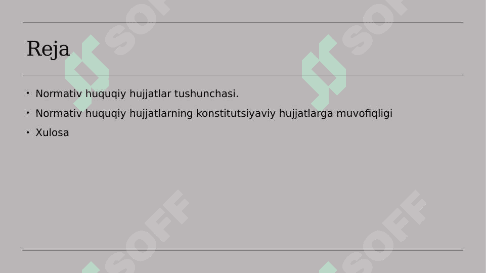 Normativ huquqiy hujjatlarning konstitutsiyaviy hujjatlarga muvofiqligi 2