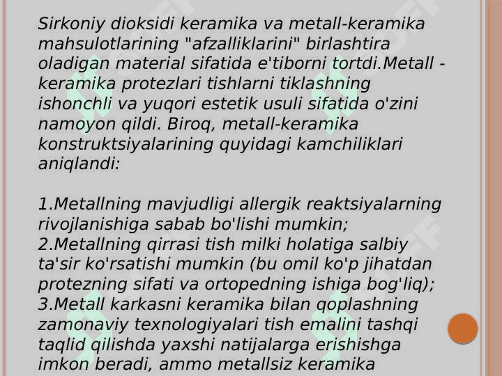Press-keramik, dioksid-sirkon va kompozit ko'priksimon protezlarga ko'rsatmalar 8