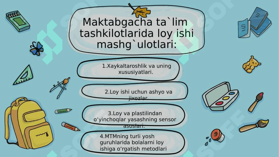 Maktabgacha ta`lim  tashkilotlarida loy ishi mashg`ulotlari 2