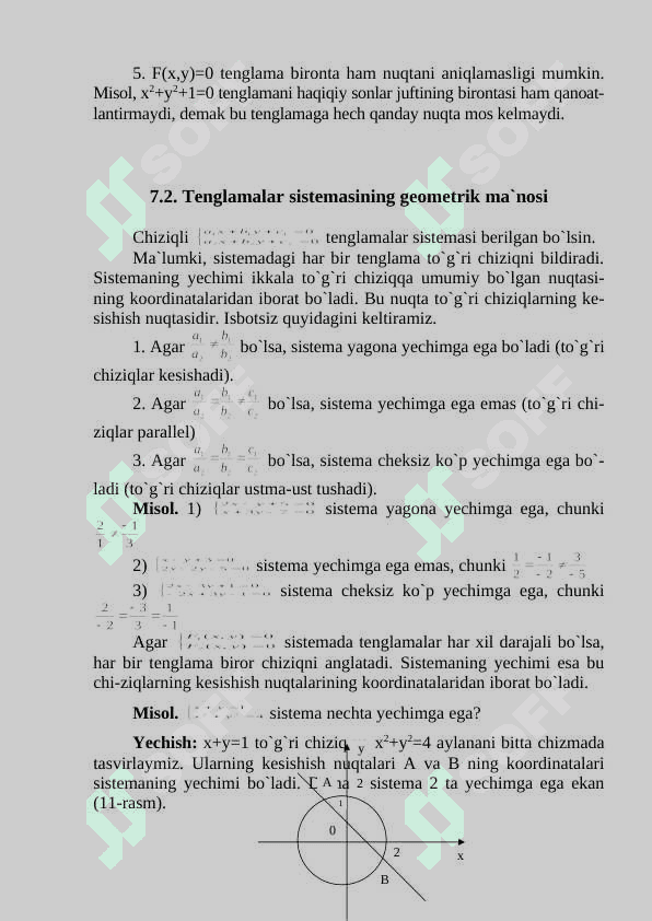 IKKI VA UCH NOMA'LUMLI CHZIQILI TENGLAMALAR SISTEMASI,KRAMER FOMULALARI.IKKI NOMALUMLI IKKITA CHIZIQ TENGLAMALAR SISTEMASI.UCH NOMA'LUMLI UCHTA CHIZIQLI TENGLAMALAR SISTEMASI.KRAMER FORMULASI. GAUS VA MATRITSA USULIDA CH.T.S NI YECHISH 4