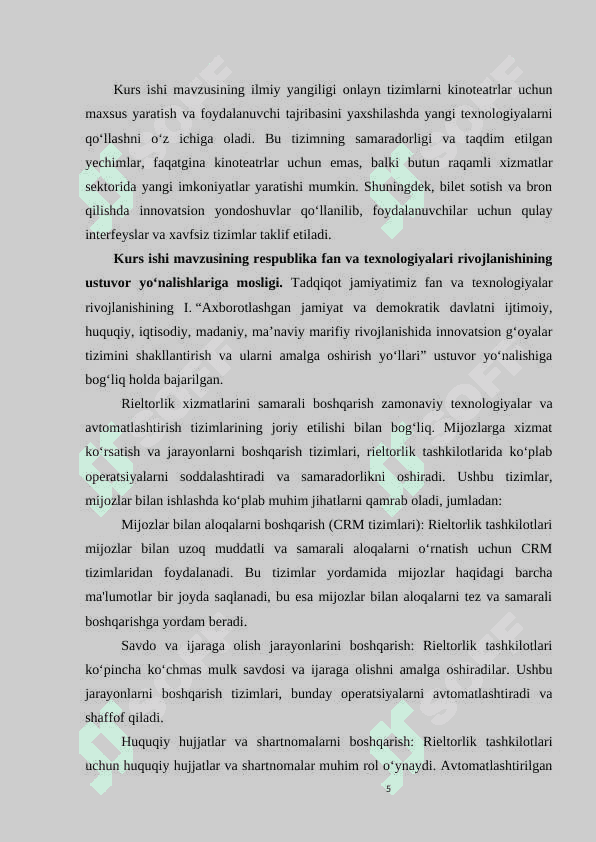 KINOTEATR UCHUN JOY BAND QILISH VA  BILET SOTIB OLISH TIZIMINING NAZARIY ASOSLARI 5