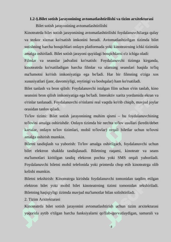 KINOTEATR UCHUN JOY BAND QILISH VA  BILET SOTIB OLISH TIZIMINING NAZARIY ASOSLARI 8