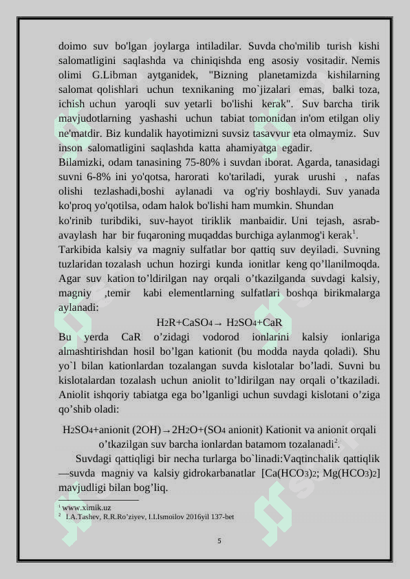 Suvning qattiqligi va uni yumshtishning texnikadagi ahamiyati 5