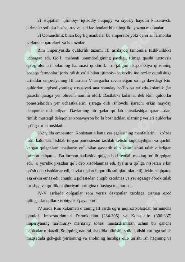 O‘RTA ASRLAR G‘ARBIY YEVROPADA FEODAL TUZUMNING VUJUDGA KELISHI. 3