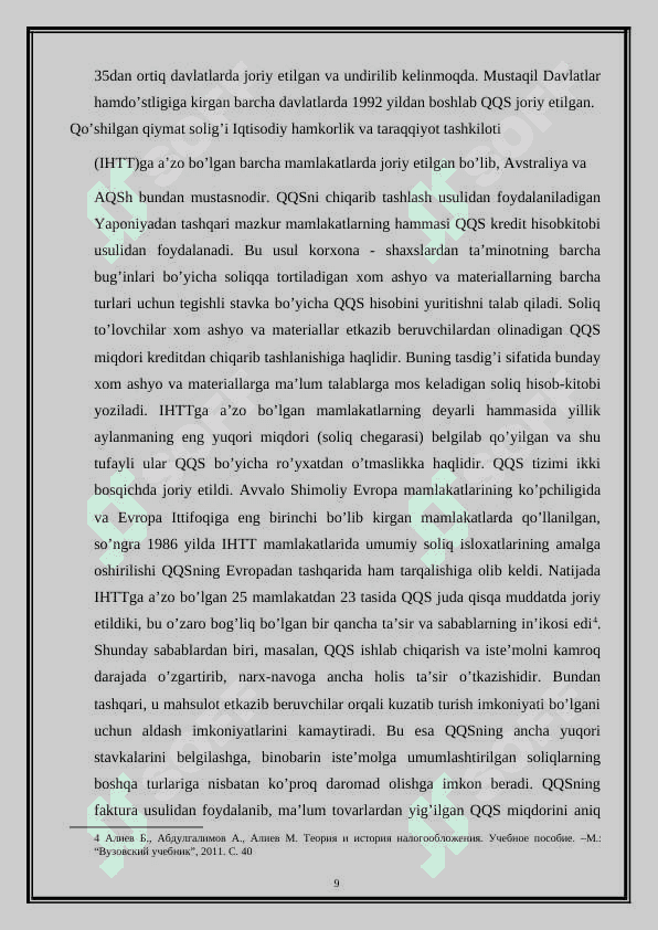 O‘ZBEKISTON RESPUBLIKASI HUDUDIGA IMPORT QILINADIGAN TOVARLAR,ISHLARXIZMATLARGA  QO'SHILGAN QIYMAT SOLIG'INI HISOBLASH VA   TO'LASH TARTIBLARI. 8