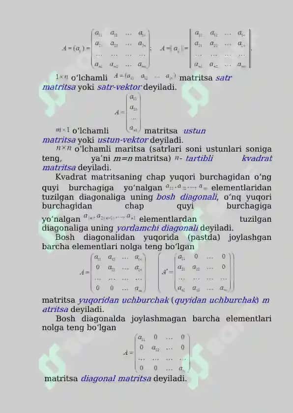 Matritsa ustida amallar 2
