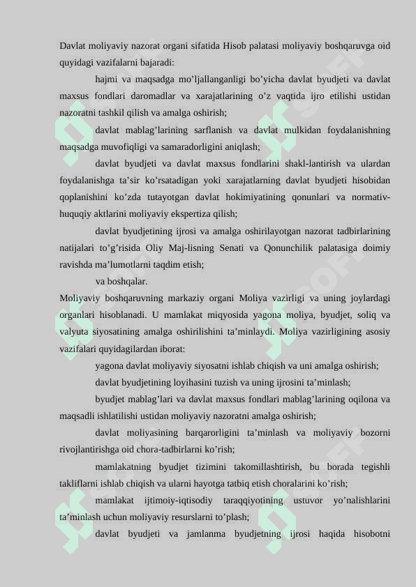Moliya boshqaruv organlari va ularning vazifalar 8