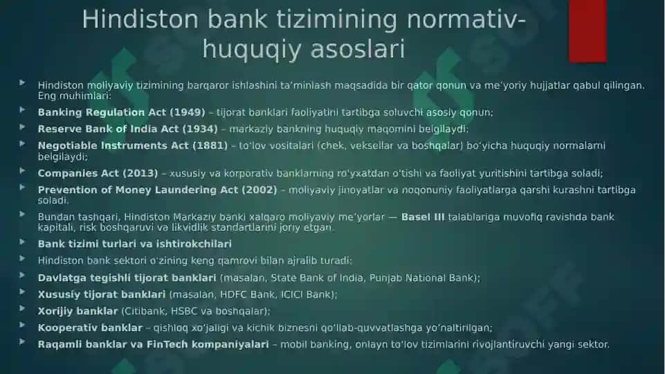 HINDISTON BANK TIZIMI SLAYD 4
