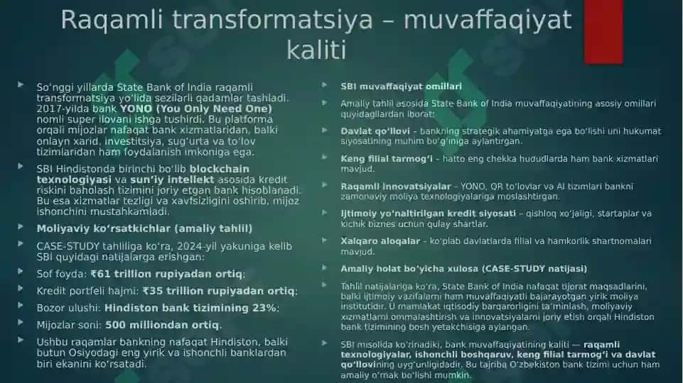 HINDISTON BANK TIZIMI SLAYD 7