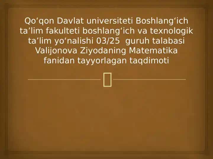 Toʻplamlar va ular ustida amallar 1