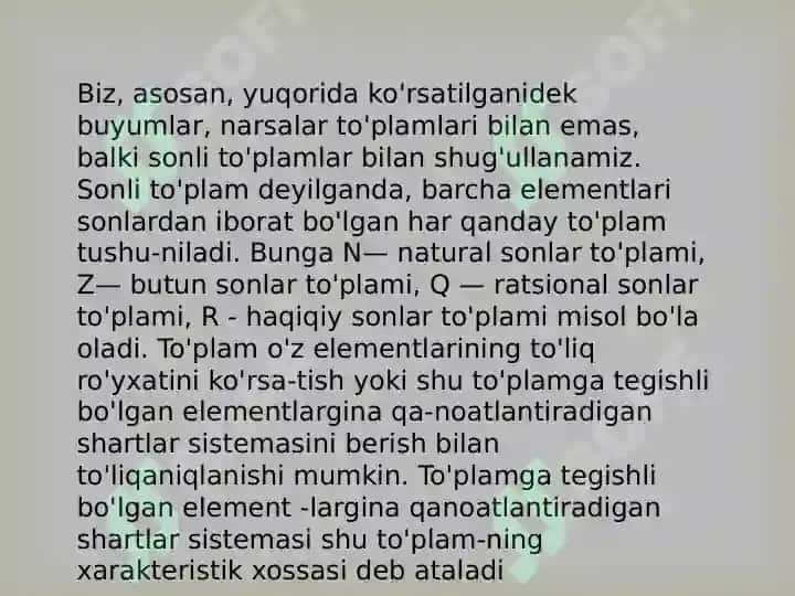 Toʻplamlar va ular ustida amallar 6