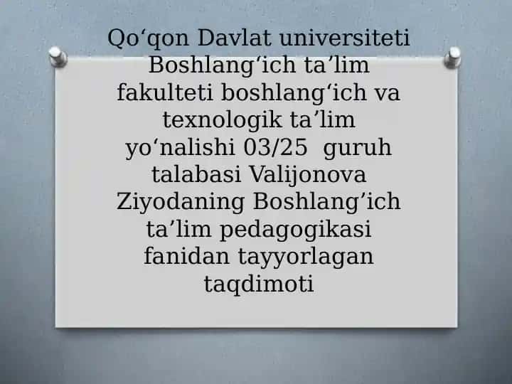 Boshlangʻich taʼlimda korreksion pedagogika asoslari