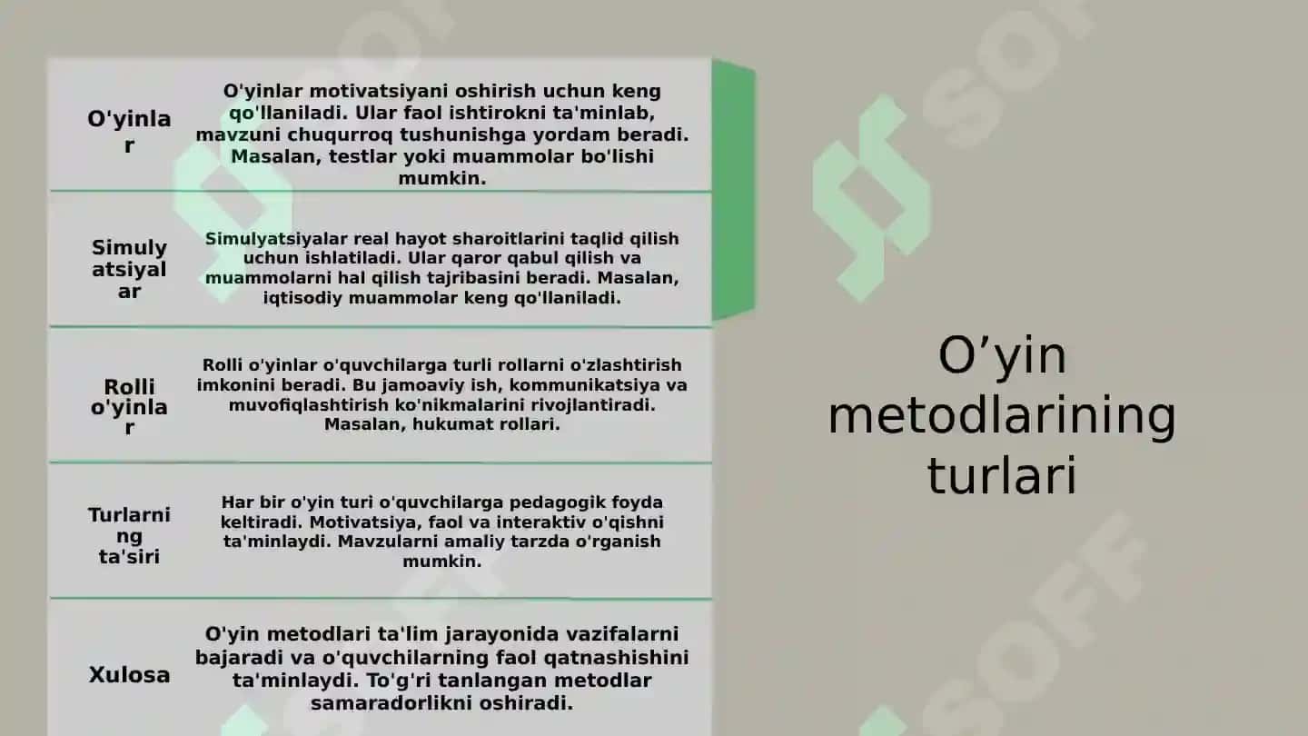 O'yin asosidagi metodlar va ularning pedagogik samaradorligi 8