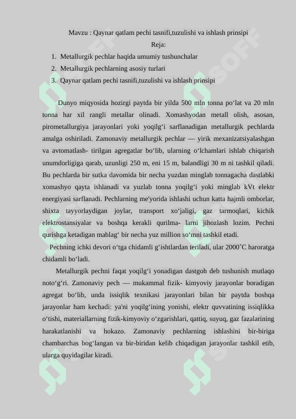 Qaynar qatlam pеchi tasnifi,tuzulishi va ishlash prinsipi 2