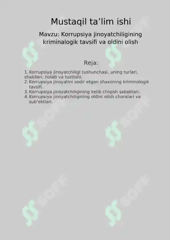Korrupsiya jinoyatchiligining kriminalogik tavsifi va oldini olish 2