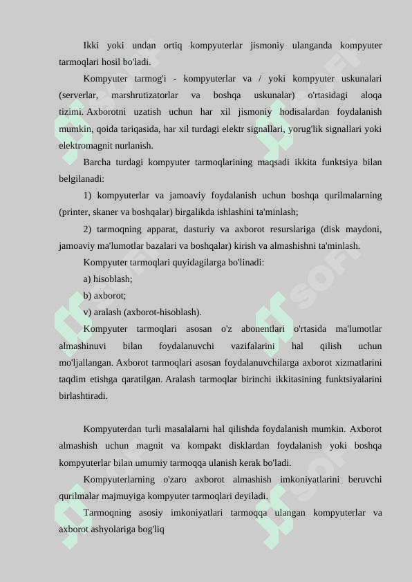 Kompyuter  tarmoqlarini qurishning asosiy prinsiplari va ularni amalda qollanilishi. 8