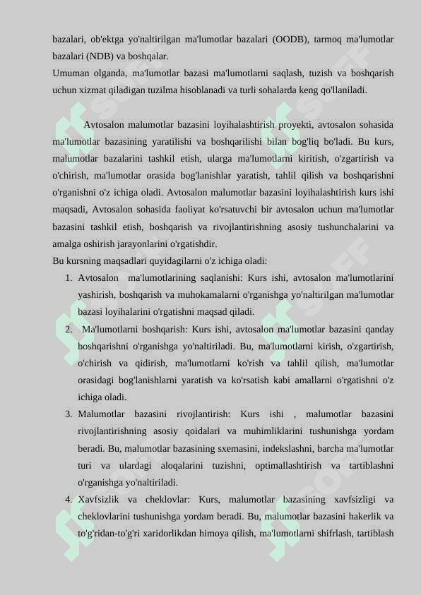 Avtosalon ma’lumotlar bazasini loyihalashtirish va ishlab chiqish 4