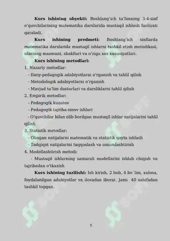 Boshlang‘ich ta’limda mustaqil ishlarni tashkil qilish 5