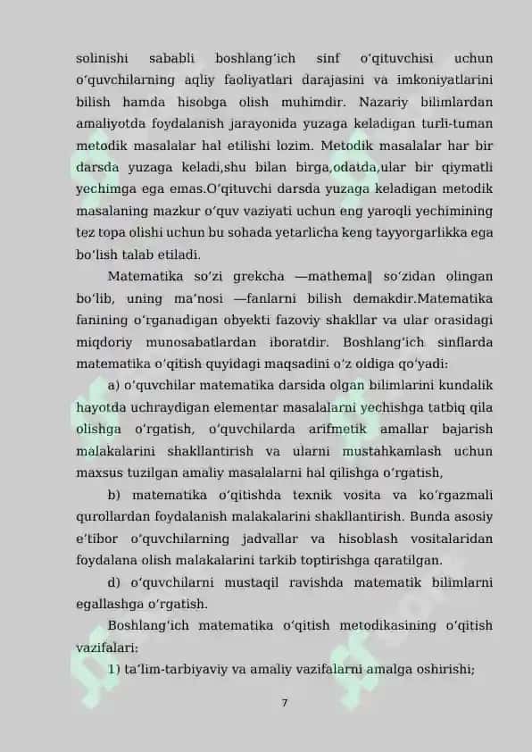 Boshlang‘ich ta’limda mustaqil ishlarni tashkil qilish 7