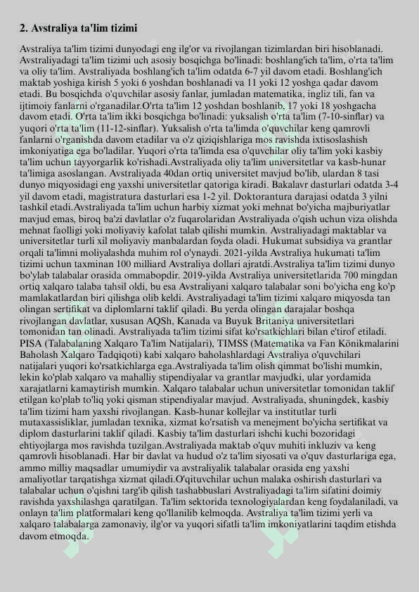 AVSTIRIYA,AVSTRALIYA VA SHVETSARIYA DAVLATLARIDAGI TA’LIM TIZIMIGA QIYOSIY TAHLIL 4