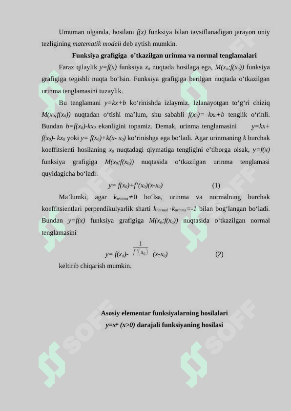 Parametrik tenglama bilan berilgan chiziq urinmasi va normali tenglamalari. 8