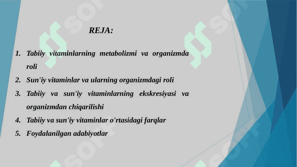 Tabiiy va suniy vitaminlarni metabolizmi va ekskresiyalanishi 2