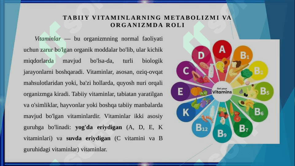Tabiiy va suniy vitaminlarni metabolizmi va ekskresiyalanishi 3