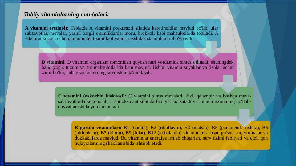 Tabiiy va suniy vitaminlarni metabolizmi va ekskresiyalanishi 4