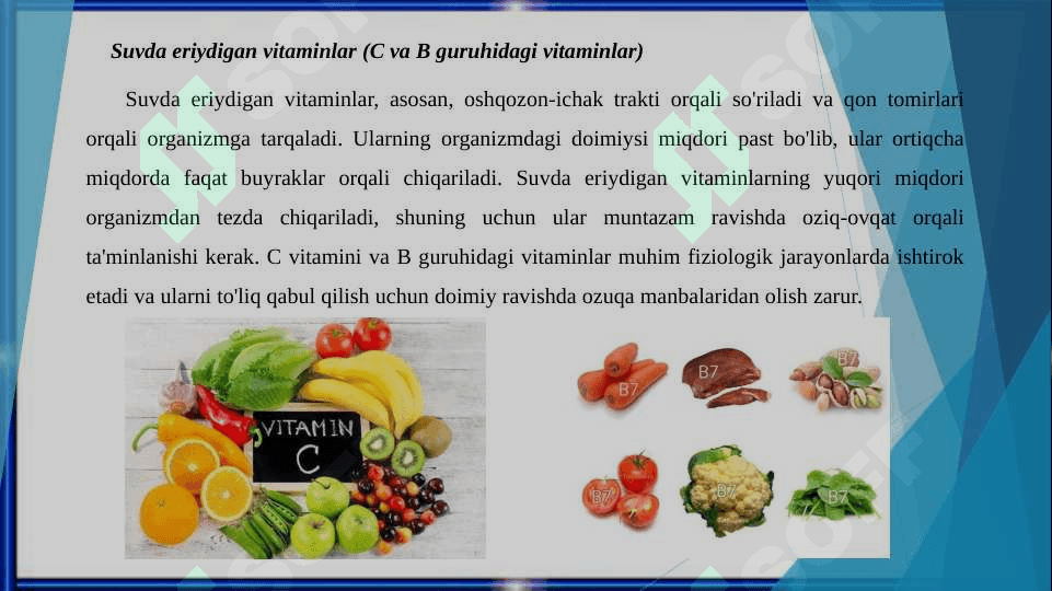 Tabiiy va suniy vitaminlarni metabolizmi va ekskresiyalanishi 6
