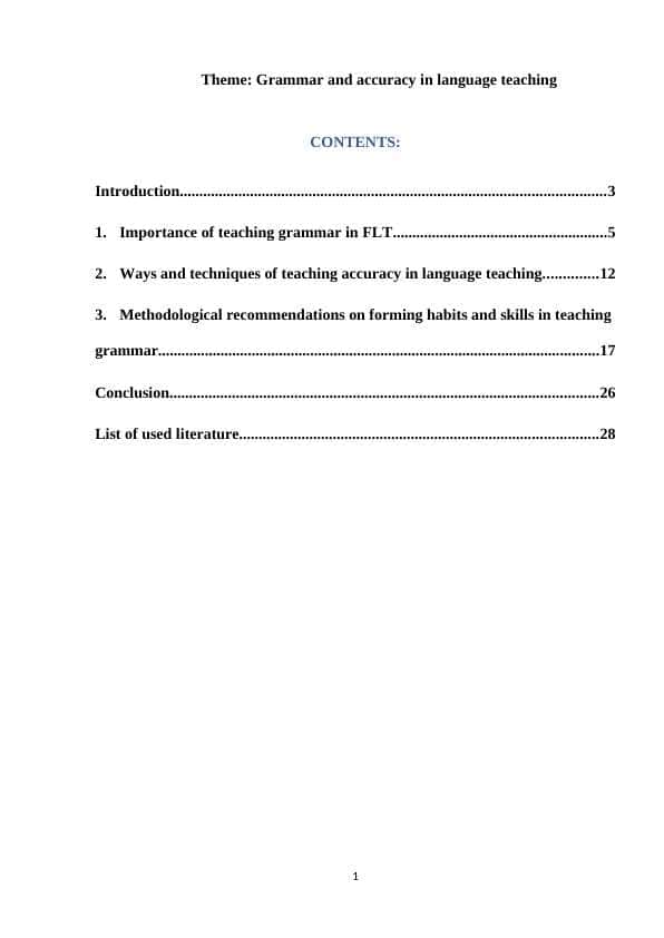 Grammar and accuracy in language teaching