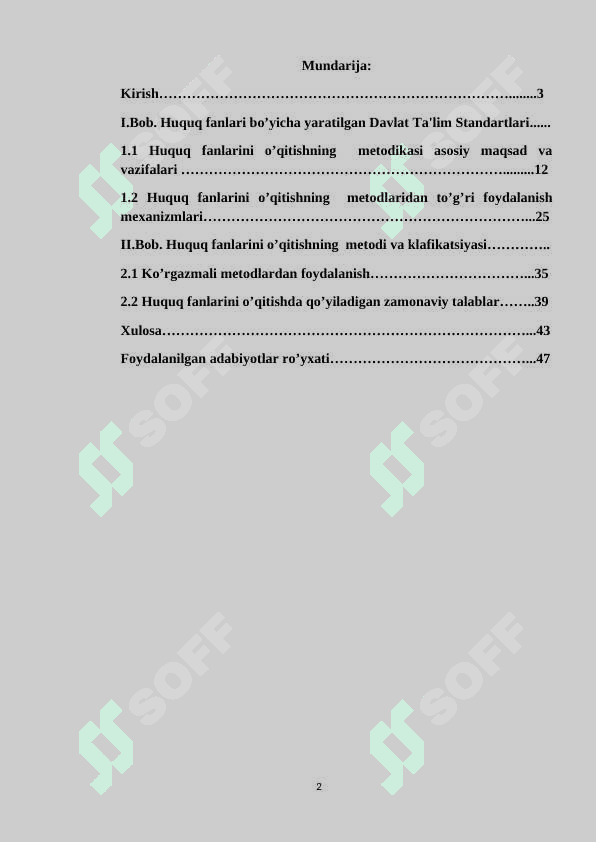 Huquq fanlarini o’qitishning  metodi va klafikatsiyasi 2
