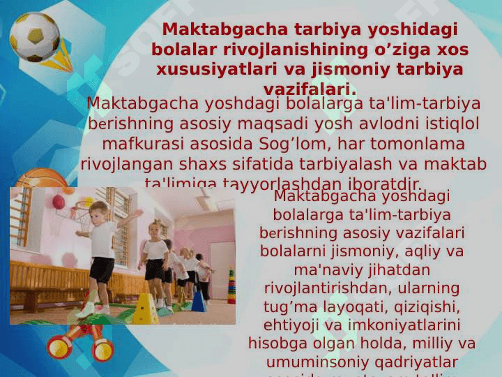 Maktabgacha yoshdagi bolalar jismoniy tarbiya berish 6