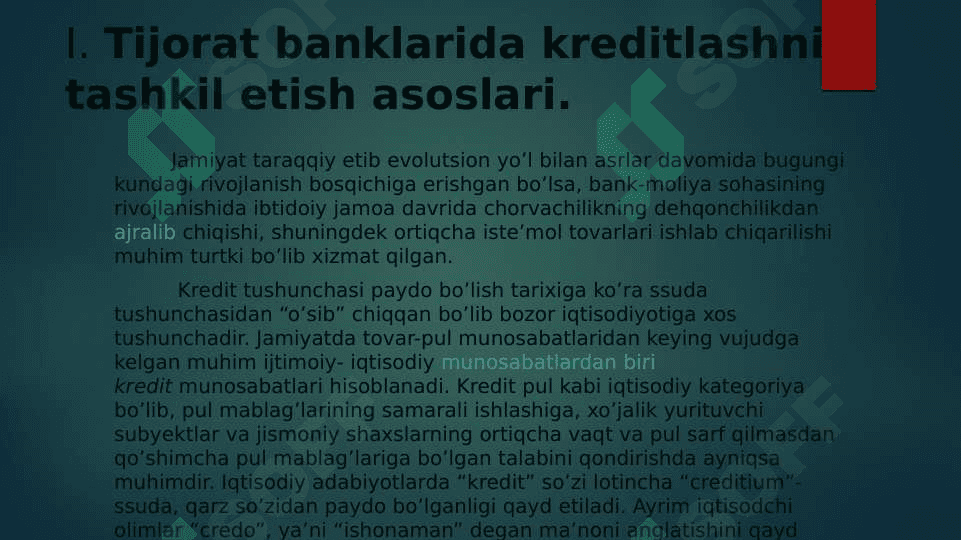 Kreditlashni tashkil etish asoslari 3
