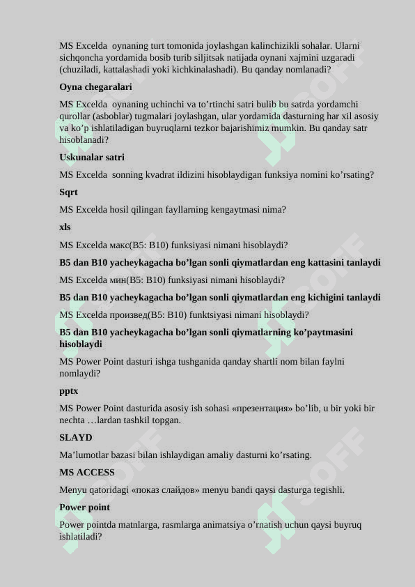 IAKT FANIDAN IMTIXONLAR UCHUN SAVOLLAR VA JAVOBLARI 2