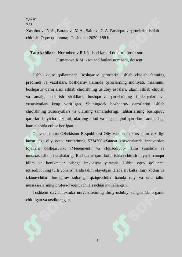 BOSHQARUV QARORLARINI ISHLAB CHIQISH 2