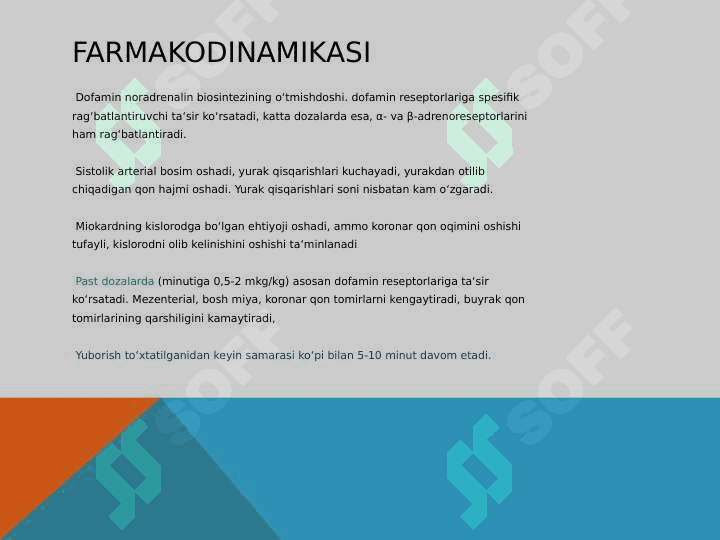 Dofamin va dofaminergik vositalar. Serotonin va Serotoninergik vositalar. 6