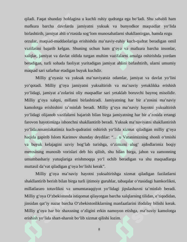 Milliy g’oya, ma’naviyat asoslari va Milliy g’oya, ma’naviyat asoslari va huquq fanlarini o’qitishda zamonaviy axborot kommunikatsion texnologiyalardan foydalanish 8