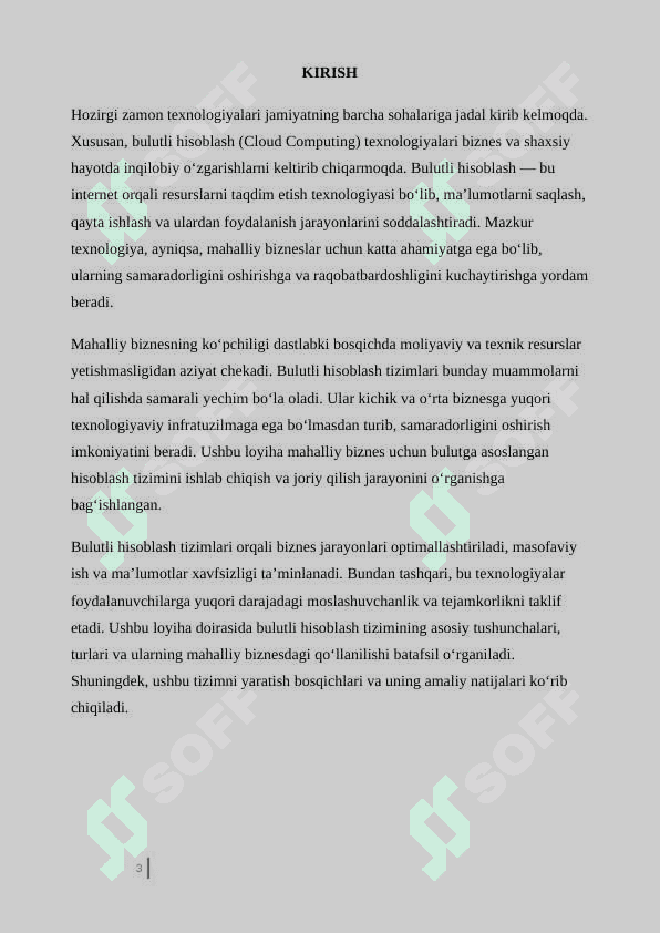Mahalliy biznes uchun bulutga asoslangan hisoblash tizimi yaratish. 3