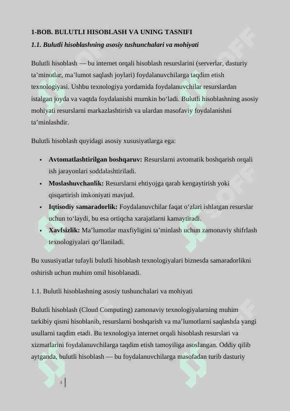 Mahalliy biznes uchun bulutga asoslangan hisoblash tizimi yaratish. 4