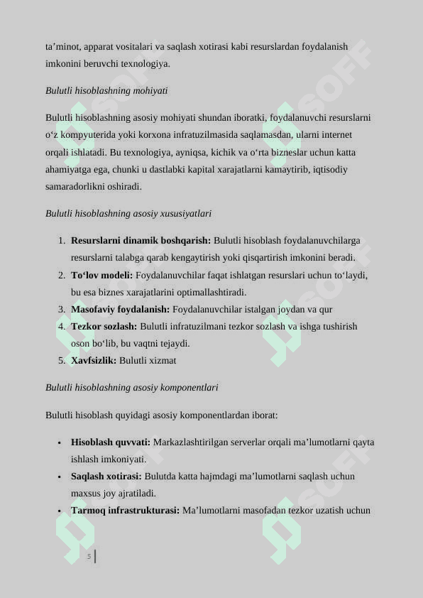 Mahalliy biznes uchun bulutga asoslangan hisoblash tizimi yaratish. 5