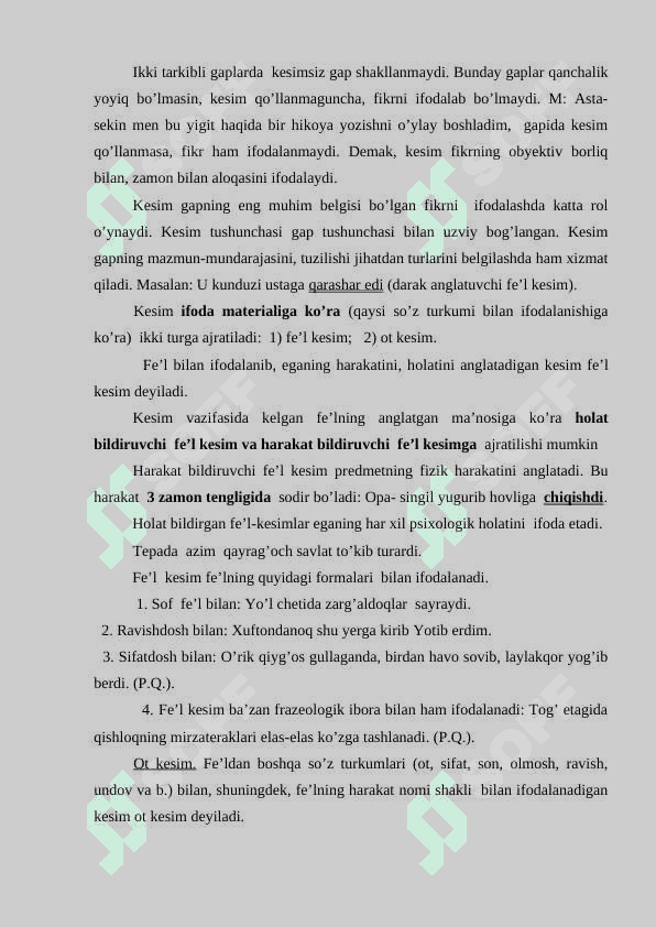 Kesimning so’z turkumlari orqali ifodalanishi 6