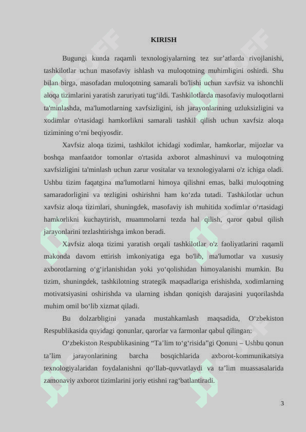 TASHKILOTDA  MASOFADAN MULOQOTNI TA’MINLASH UCHUN XAVFSIZ ALOQA TIZIMI 3