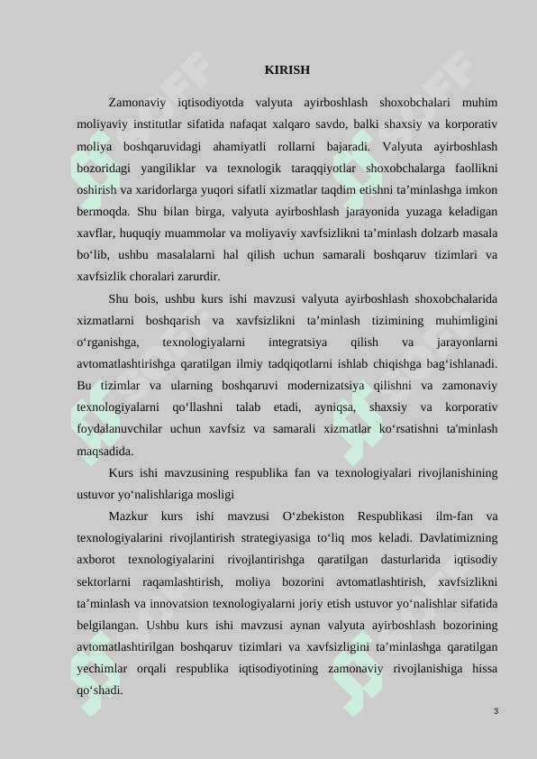 VALYUTA AYIRBOSHLASH SHOXOBCHALARIDA XIZMATLARNI BOSHQARISH VA XAVFSIZLIKNI TA’MINLASH TIZIMI 3