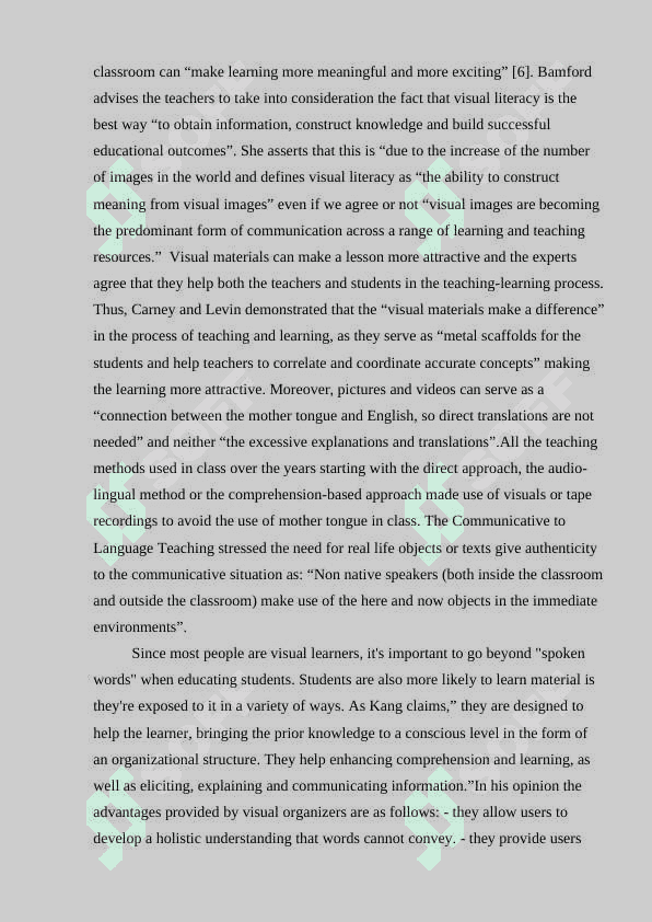 Design of visual aids for the English  Classrooms 6