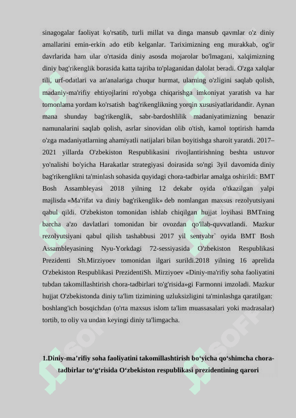 Prezident Sh.Mirziyoyevning Oliy Majlisga "Murojaatnomaa"larida diniy-ma'rifiy soha rivojiga e'tibor qaratilishi 3