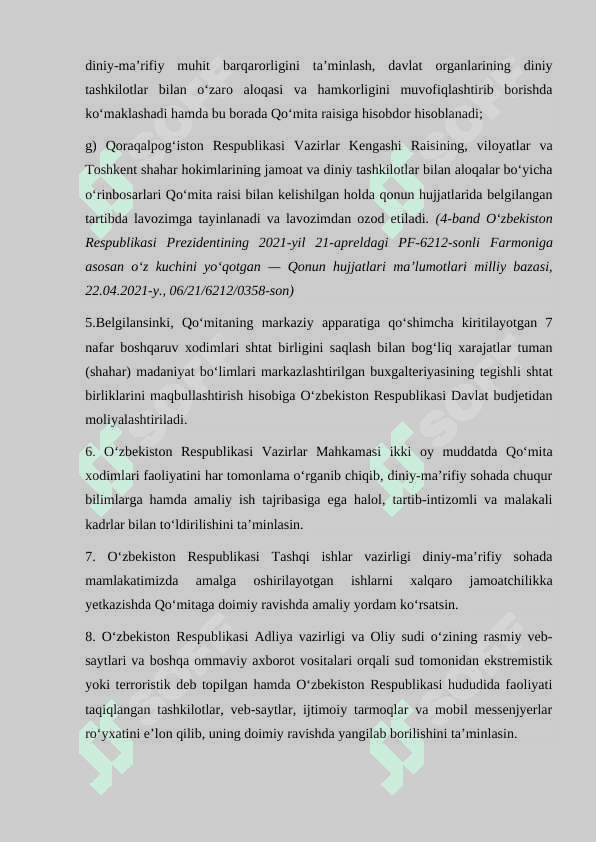 Prezident Sh.Mirziyoyevning Oliy Majlisga "Murojaatnomaa"larida diniy-ma'rifiy soha rivojiga e'tibor qaratilishi 7