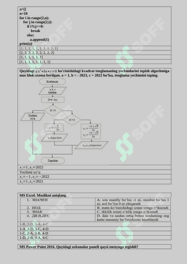Test baza informatika 4