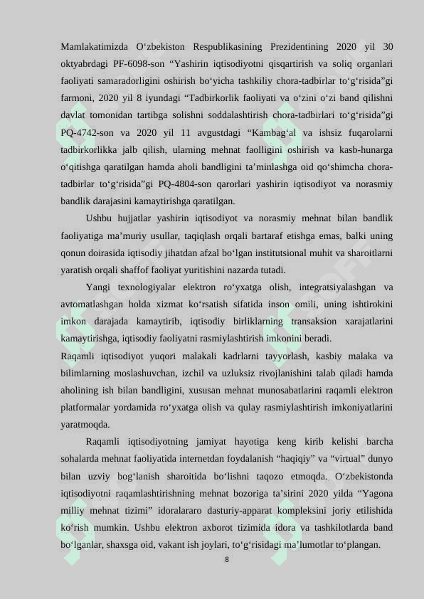 O'zbekistonda ishchi kuchining makroiqtisodiy tahlili 8