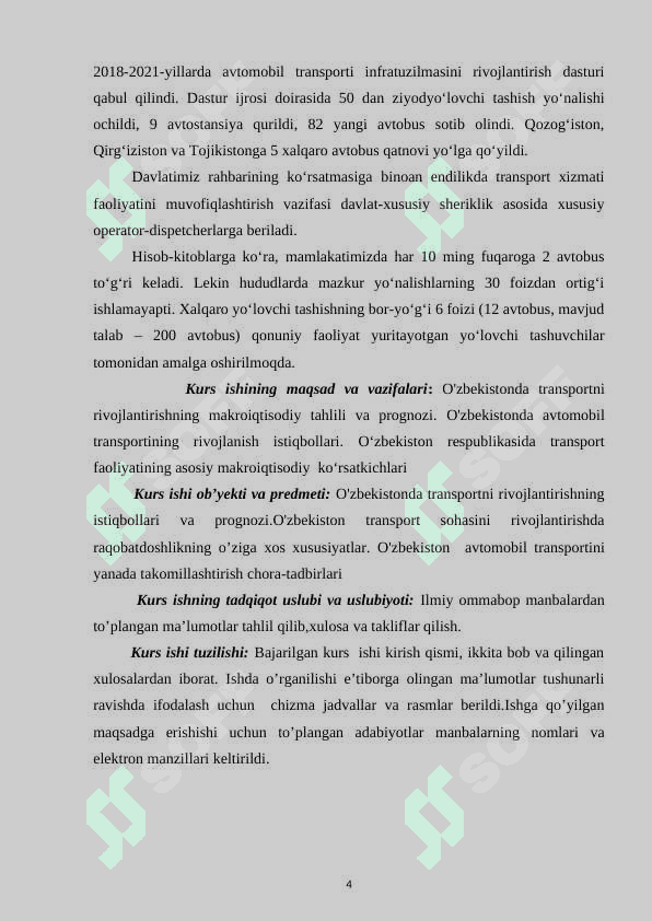 O'zbekistonda transportni rivojlantirishning makroiqtisodiy tahlili va prognozi 4