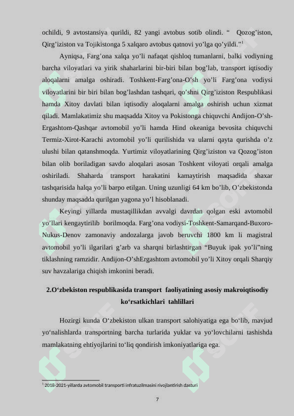 O'zbekistonda transportni rivojlantirishning makroiqtisodiy tahlili va prognozi 7